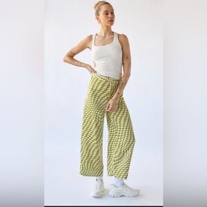 NWOT UO Olympia Print Pant in Green Satin Medium